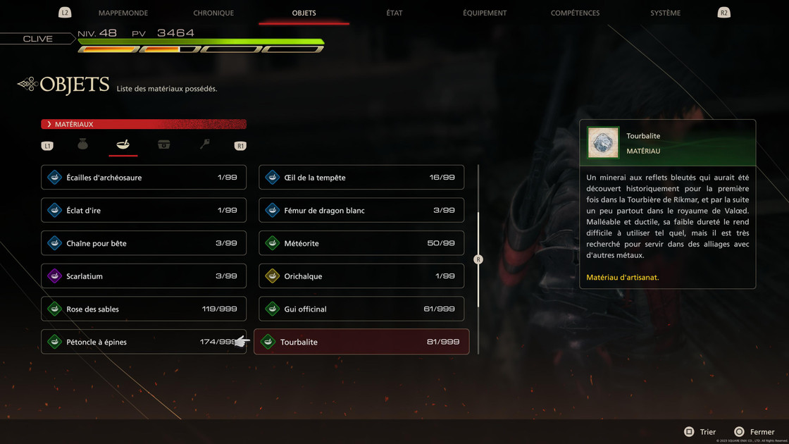 Tourbalite FF16, où trouver ce matériau dans Final Fantasy XVI ?