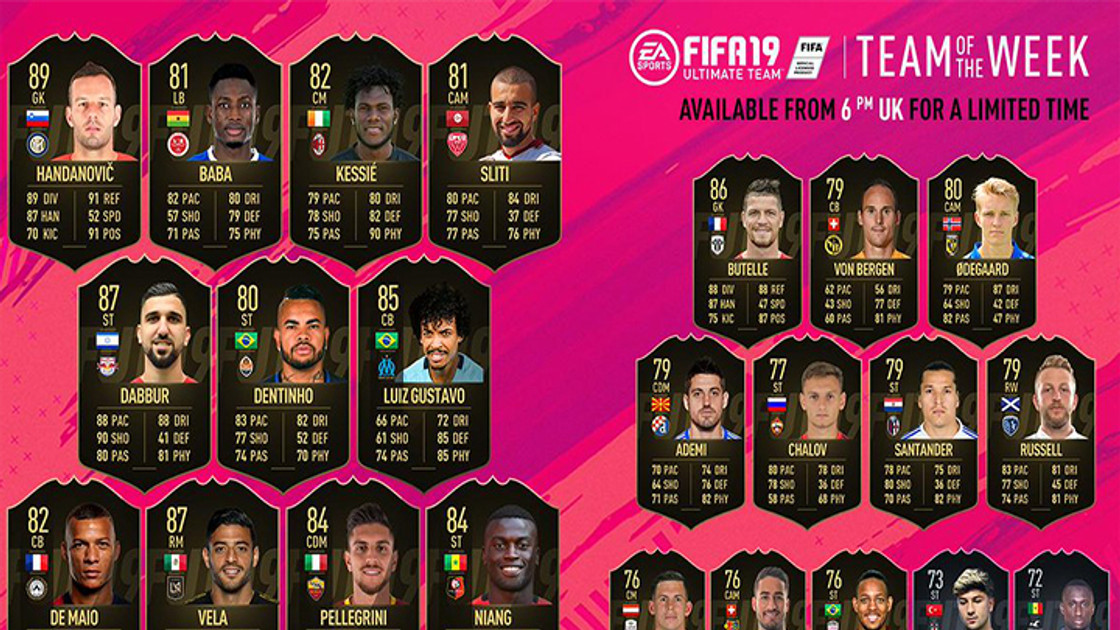 FIFA 19 : TOTW, l'équipe de la semaine 37 – FUT