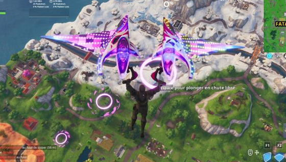 Défi : Terminer le parcours de chute libre au-dessus de Dusty Depot après avoir sauté du bus de combat