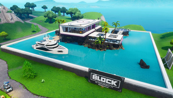 Un nouveau bloc avec une piscine et un yacht