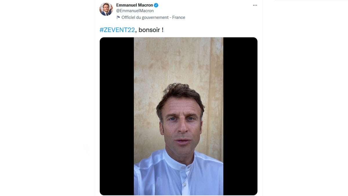 Le tweet d'Emmanuel Macron sur le ZEVENT 2022 ne passe pas inaperçu
