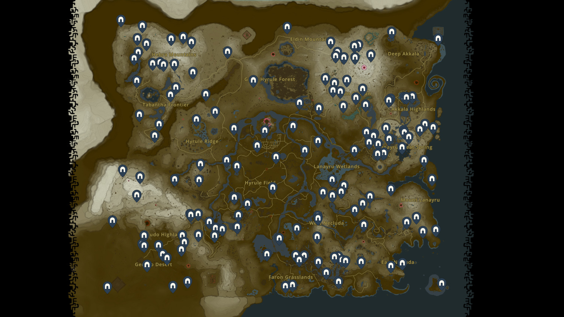 Zelda Tears of the Kingdom : Carte des grottes