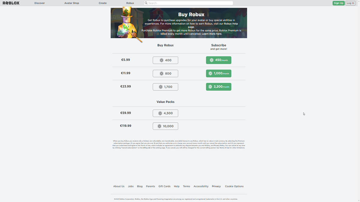 Combien de Robux obtiendrez vous en achetant une carte de 10€ sur Roblox ?