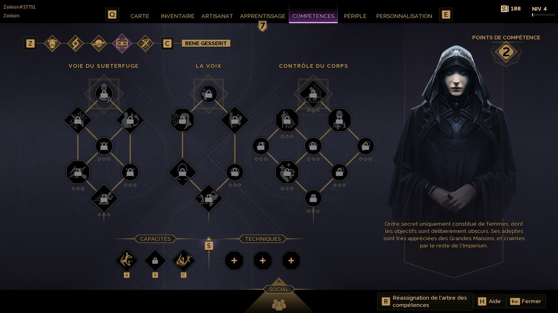 Build Bene Gesserit sur Dune Awakening : quels sorts prendre dans l'arbre de compétences de la classe ?