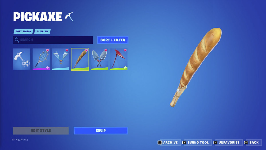 Pioche baguette Fortnite, comment l'obtenir ce nouvel accessoire à la française ?