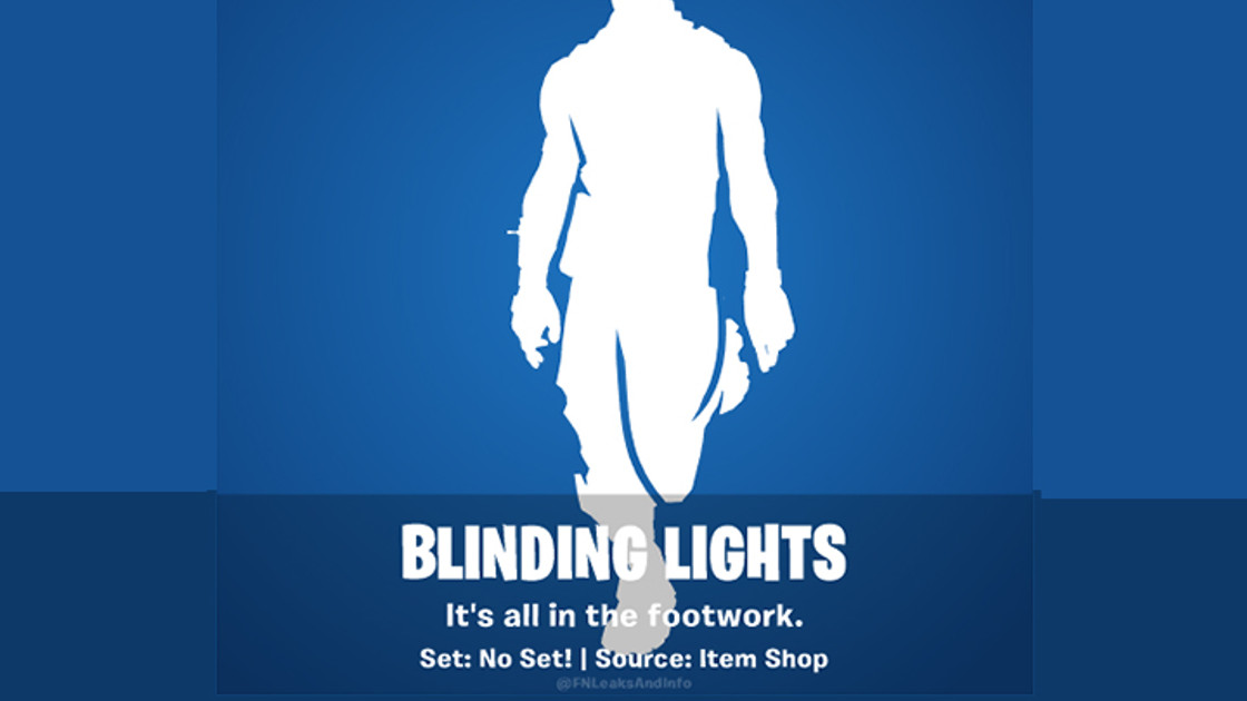 Nouvelle emote Blinding Lights, sur Fortnite de l'artiste The Weeknd