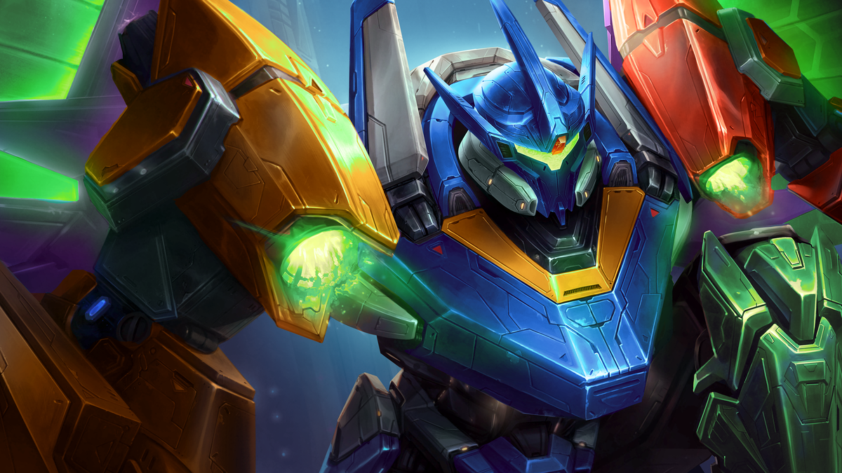 Compo Mega-Mecha vertical avec Karma et Yone au Set 15 de TFT