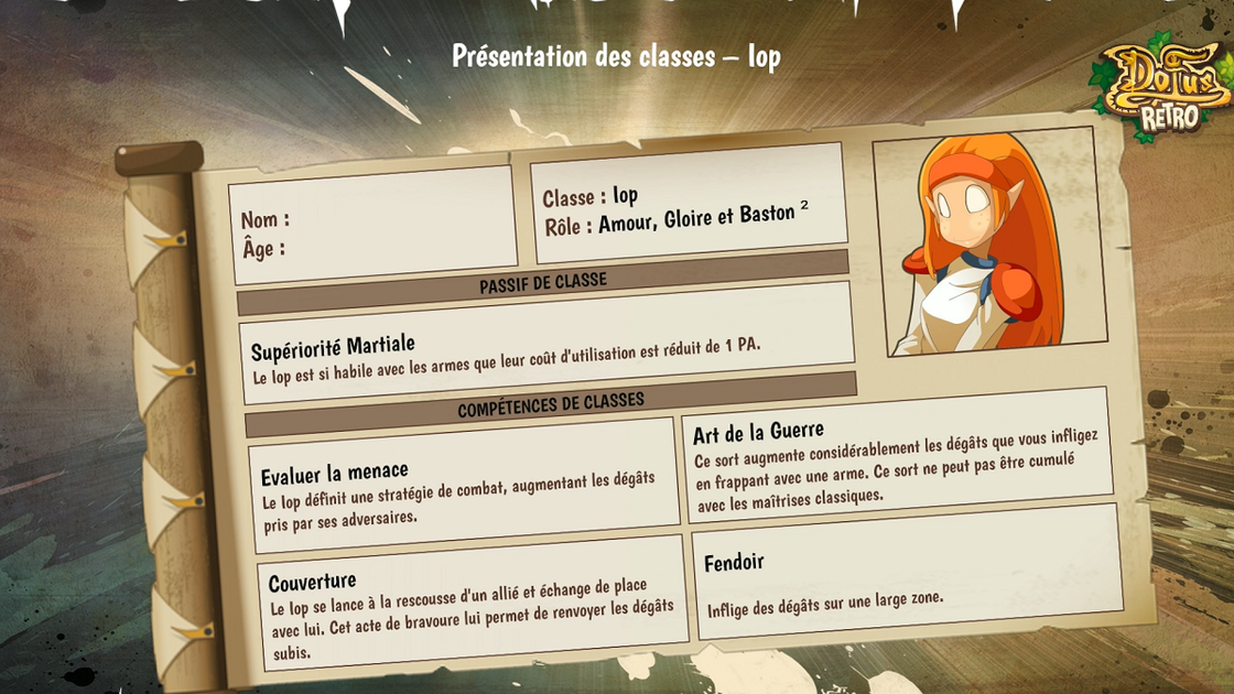 Iop sur Dofus Retro Temporis 2 : Parchomancia : rôle, passif, sorts, toutes les infos