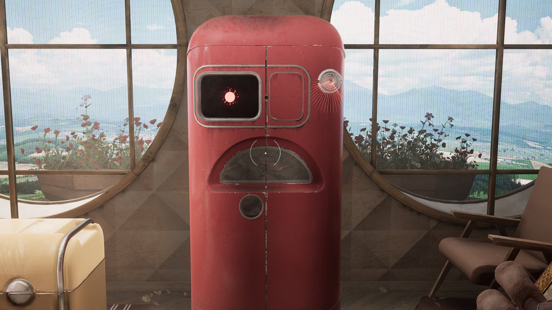 Distributeur Nora dans Atomic Heart, un frigo séducteur qui dérange par ses dialogues ambigues