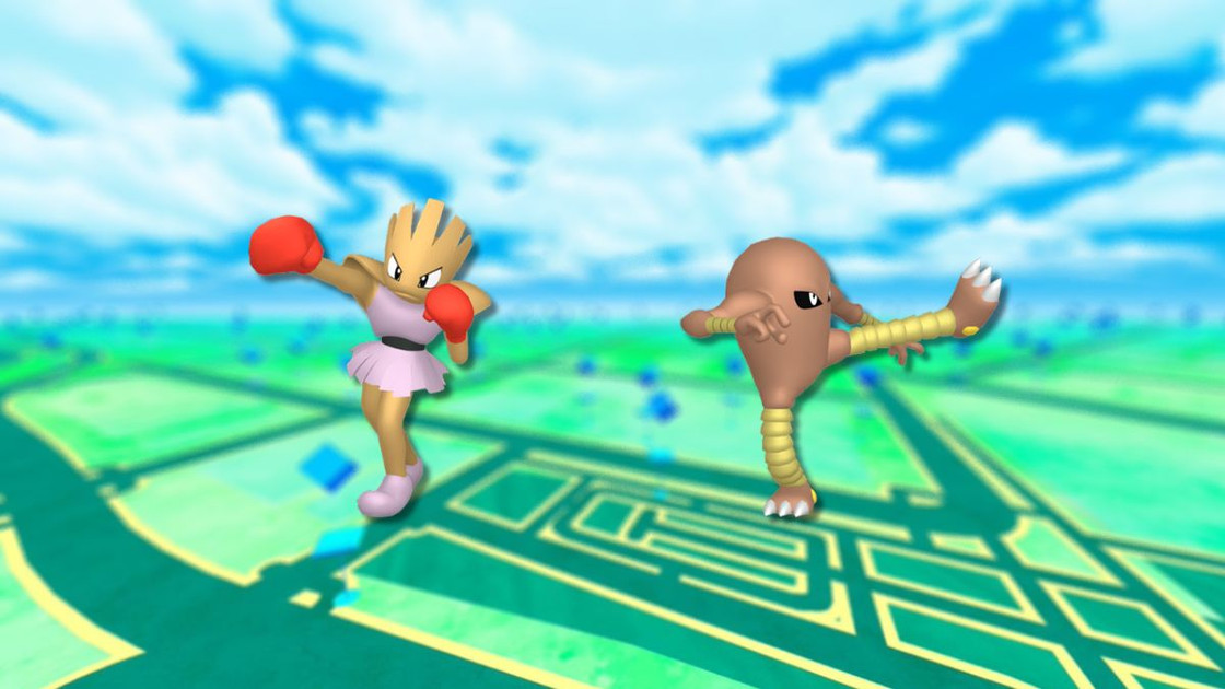 Tygnon et Kicklee (shiny) dans les Heures de Pokémon Vedette sur Pokémon GO