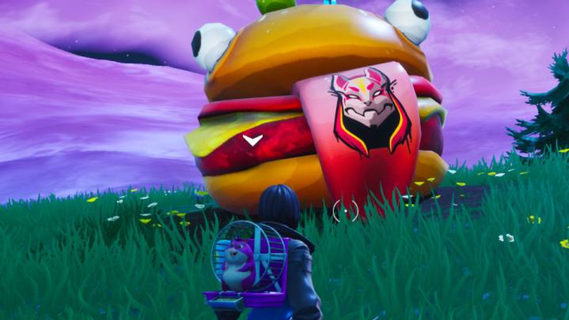 Fortnite : Visiter la tête Durrr Burger portant la marque du Nomade, un dinosaure et une tête de pierre, défi Road Trip, saison 10