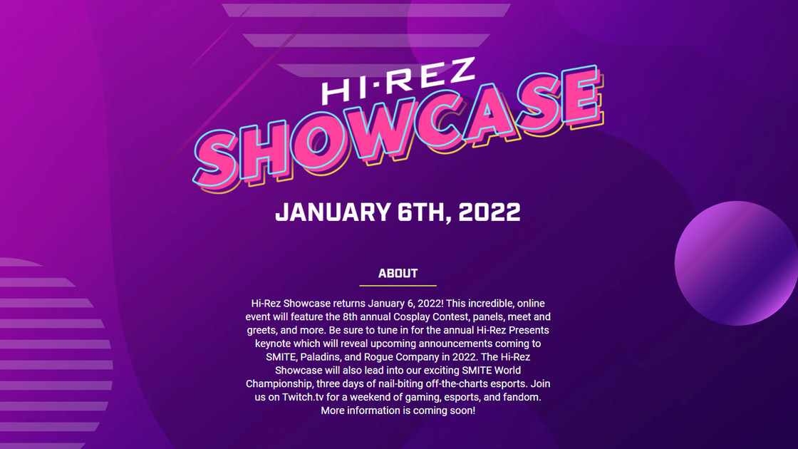 Hi-Rez Showcase 2022, dates et annonces de l'événement