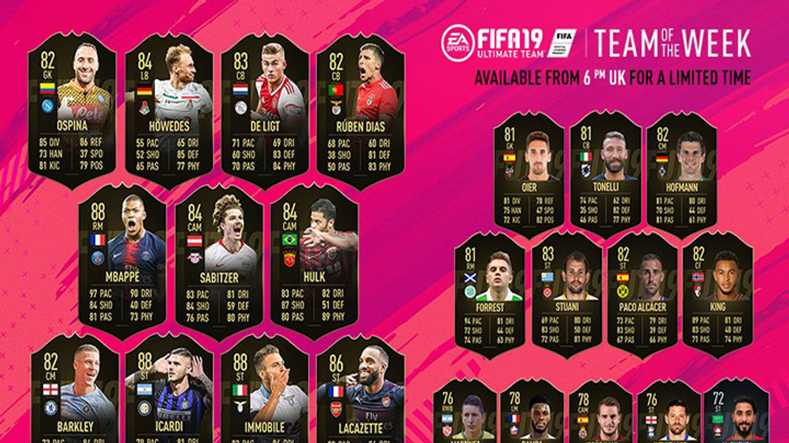 FIFA 19 : TOTW, l'équipe de la semaine 4 - FUT