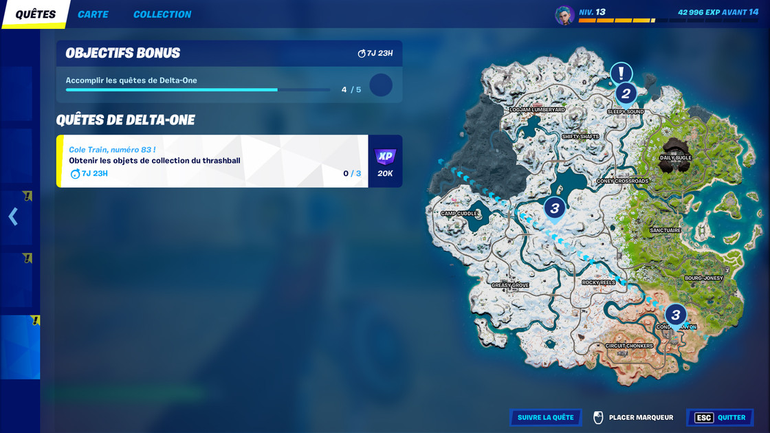 Obtenir les objets de collection du trashball Fortnite, défi Delta One