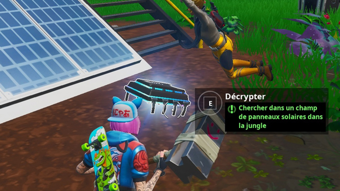 Fortnite : Puce 95 Décryptage, Chercher dans champ de panneaux solaires dans la jungle, Défi