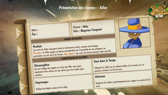 Xélor sur Dofus Retro Temporis 2 : Parchomancia : rôle, passif, sorts, toutes les infos