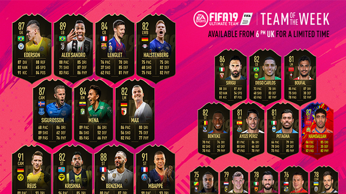 FIFA 19 : TOTW, l'équipe de la semaine 32 – FUT