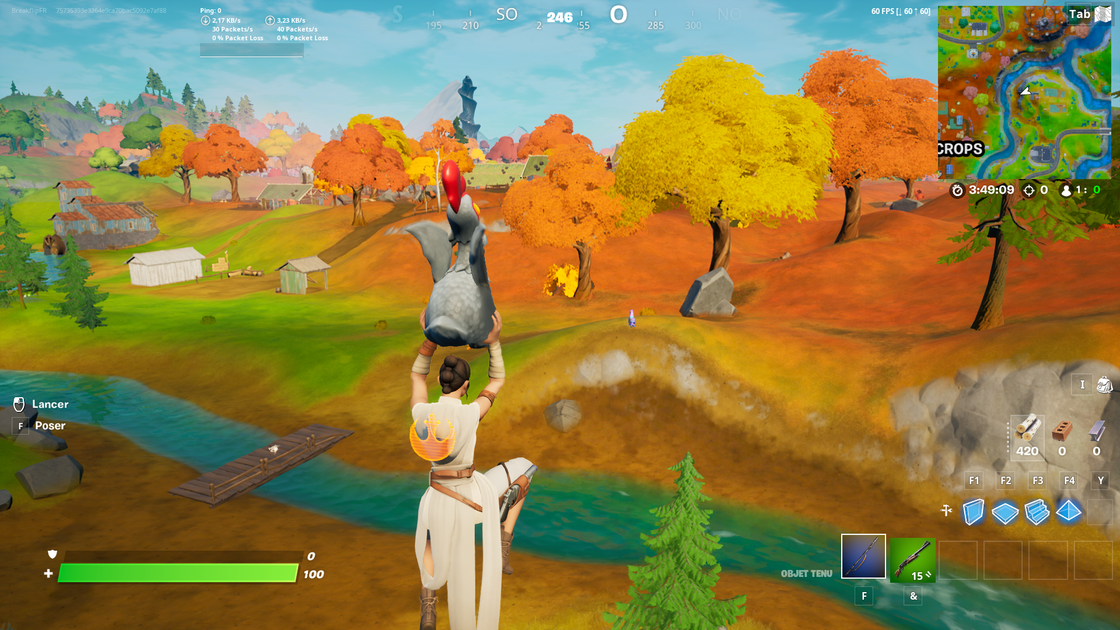 Planer avec une poule à Colossal Crops dans Fortnite, défis saison 6