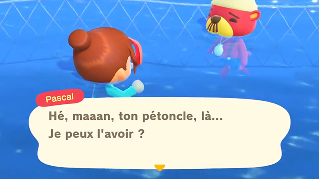 Pascal et les pétoncles dans Animal Crossing : New Horizons