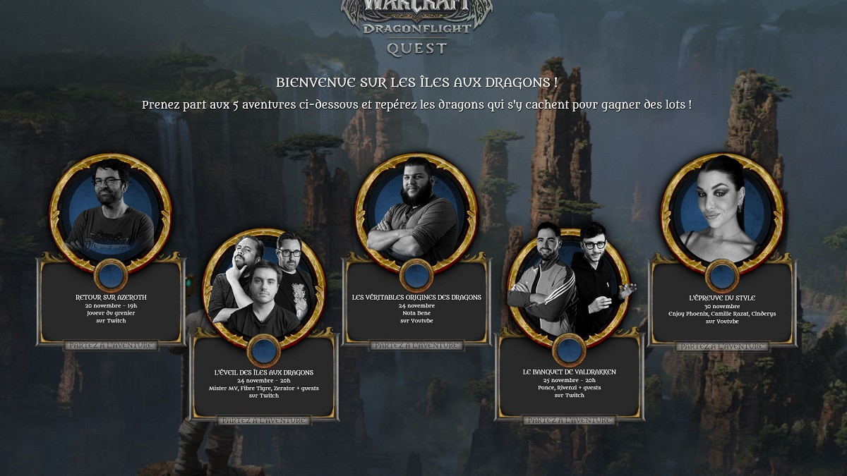MisterMV, ZeratoR, JDG, Nota Bene, Ponce et EnjoyPhoenix s'associent à Blizzard pour le lancement de WoW Dragonflight !