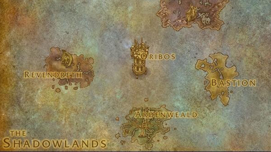 WoW Shadowlands : Carte du monde de l'Ombreterre, image et zones