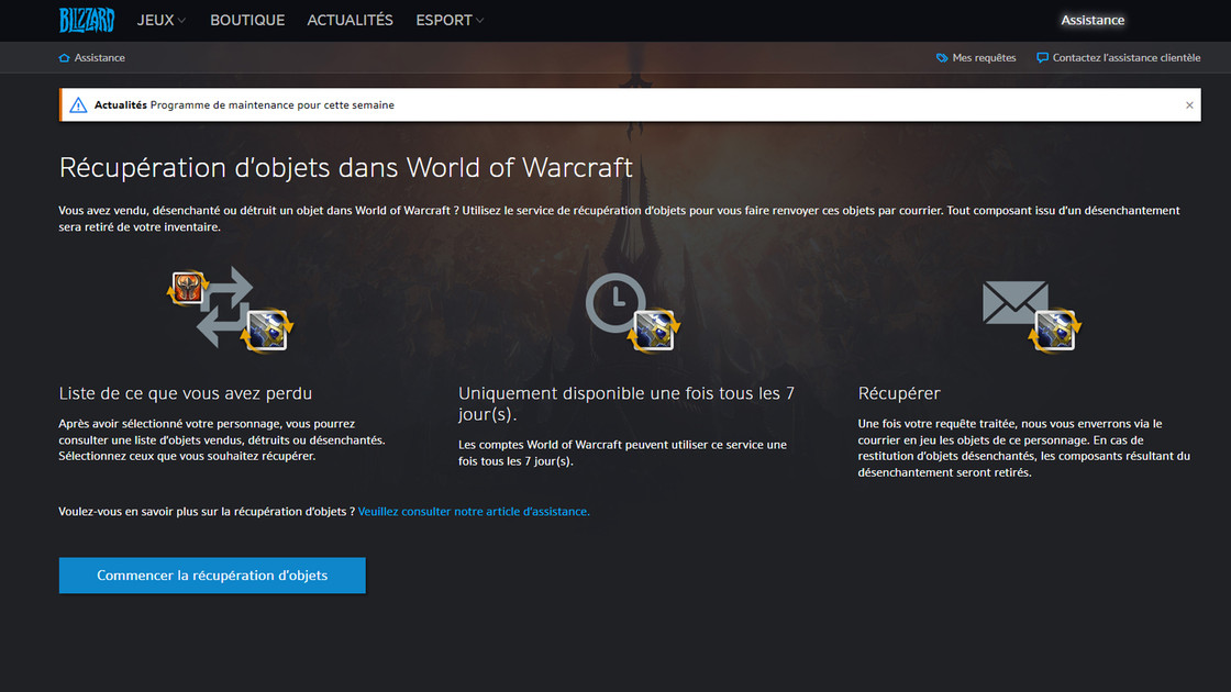 WoW récupération d'objets, comment récupérer vos items détruits ou supprimés sur World of Warcraft ?