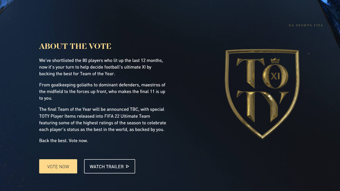 Voter pour la TOTY sur FIFA 22, comment choisir la Team of the Year ?