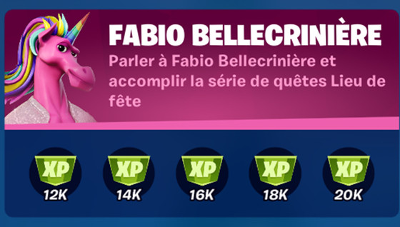 Défi : Parler à Fabio Bellecrinière et accomplir la série de quêtes Lieu de fête