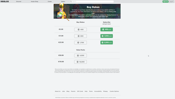 Combien de Robux obtiendrez vous en achetant une carte de 20€ sur Roblox ?