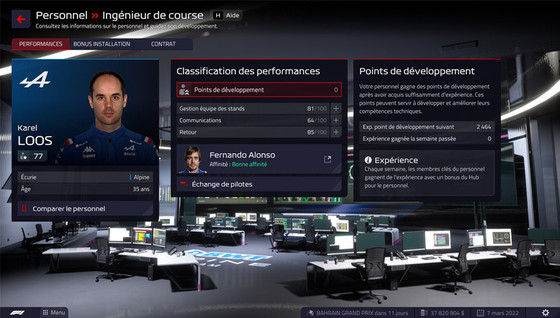 Liste des meilleurs ingénieurs de course de F1 Manager 2022