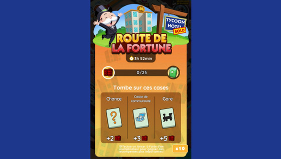 Route de la fortune Monopoly GO, paliers, récompenses et durée pour l'événement de mars 2024