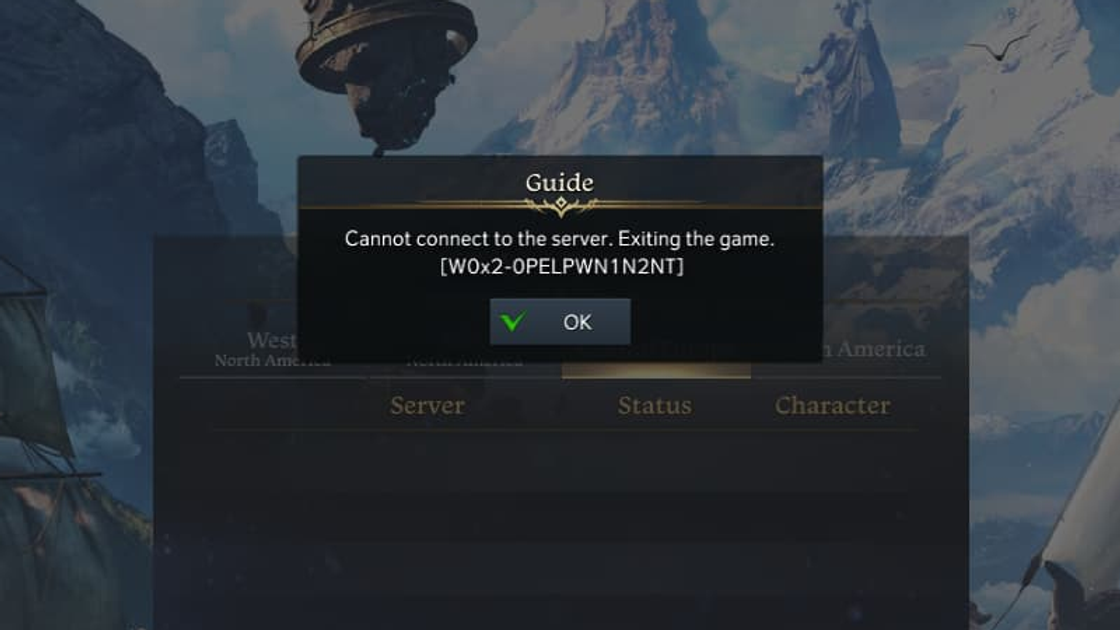 Lost Ark w0x2-0pelpwn1n2nt, quel est ce code erreur empêchant la connexion au jeu ?
