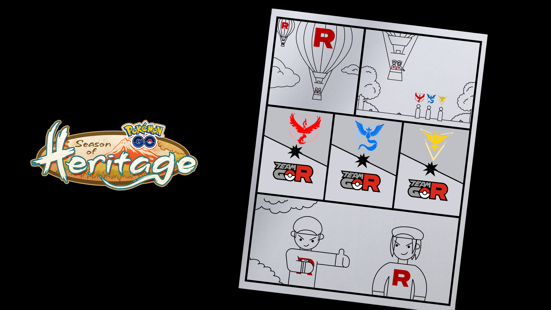 Evénement Team Go Rocket sur Pokémon Go, avec Cliff, Arlo et Sierra