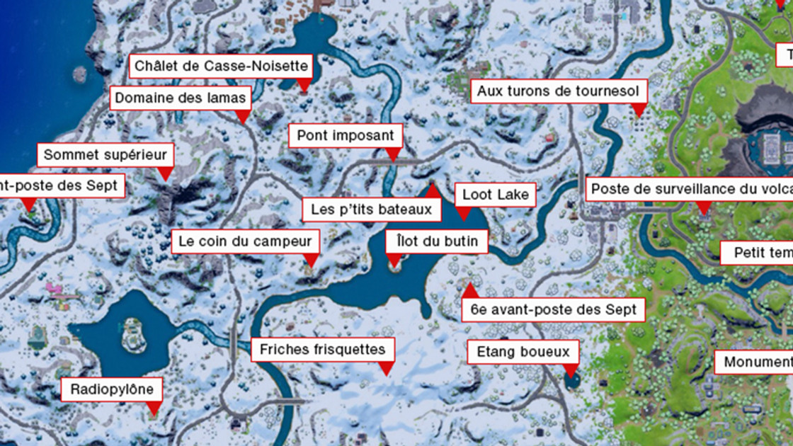 Lieux notables Fortnite chapitre 3, liste des villes et emplacements