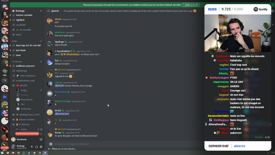 Hack Fichou et Xari : Domingo en direct avec les hackers gère la situation comme un roi en live sur Twitch