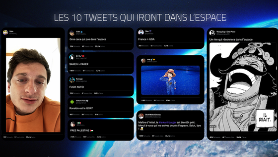 Quels sont les 10 tweets qui vont être envoyés dans l'espace ?