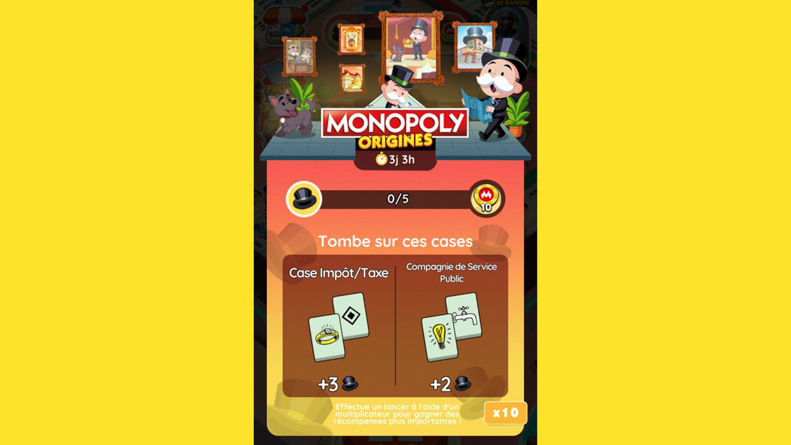 Monopoly Origines Monopoly GO, paliers, récompenses et durée pour l'événement de mars 2024