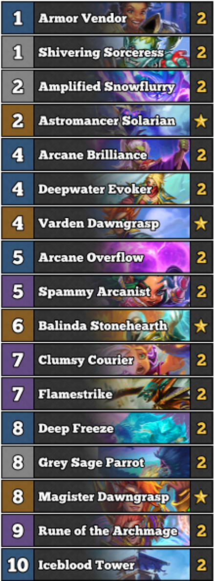 deck - hearthstone - mage - spell - vallée alterac