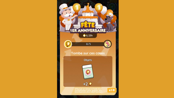 Fête 1er anniversaire Monopoly GO, paliers, récompenses et durée pour l'événement d'avril 2024