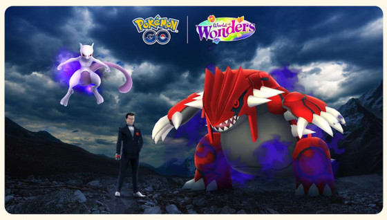 Monde Merveilleux Offensive Team GO Rocket sur Pokémon Go, avec Groudon et Mewtwo obscurs