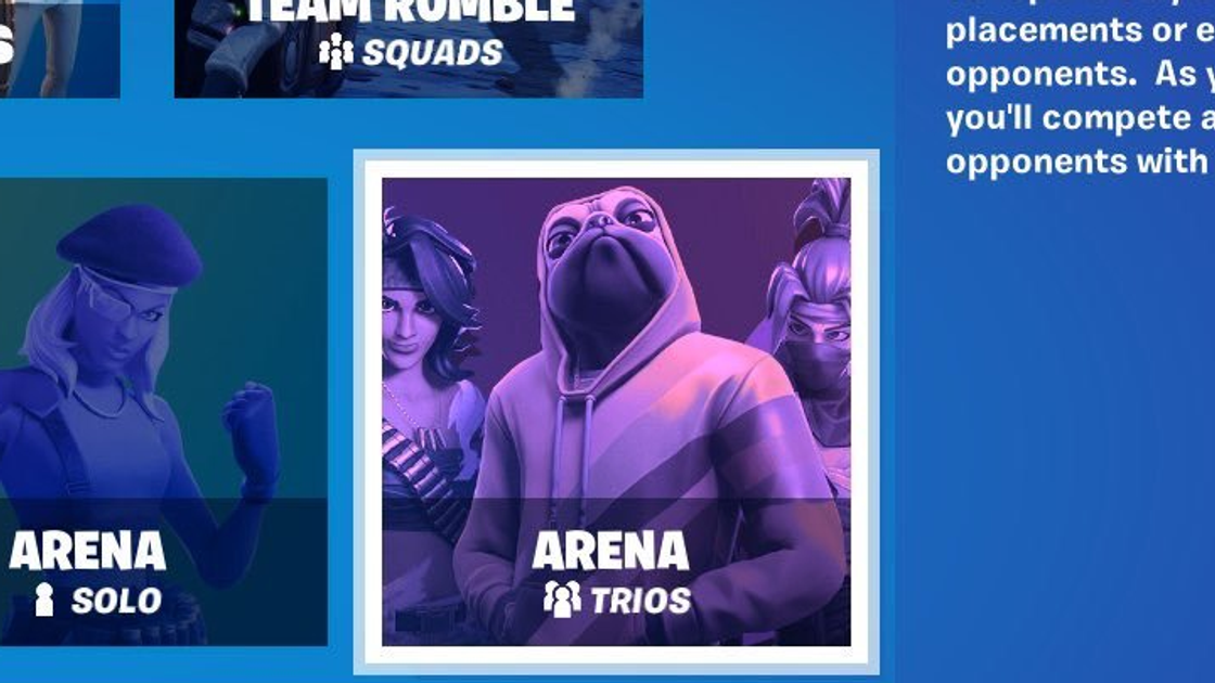 Arène Trio dans Fortnite, le mode compétitif à trois est de retour