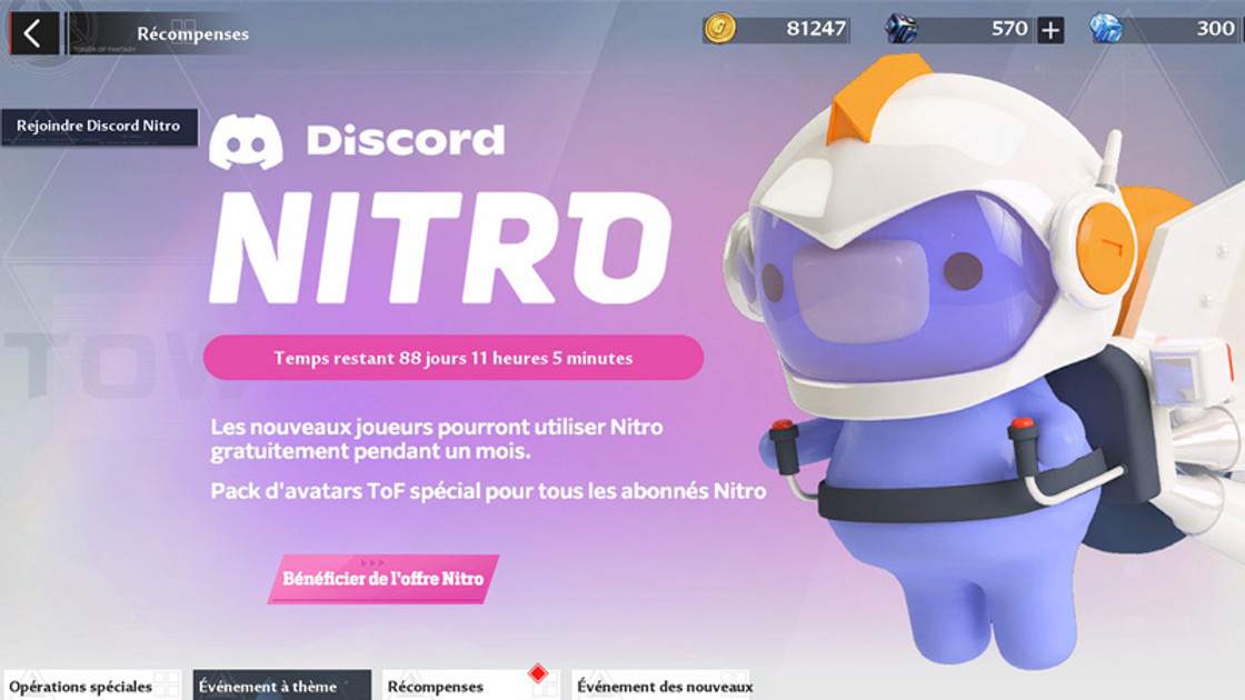 Discord Nitro gratuit pendant 1 mois avec Tower of Fantasy