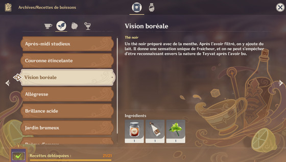 Comment débloquer la recette Vision boréale dans Genshin Impact ?