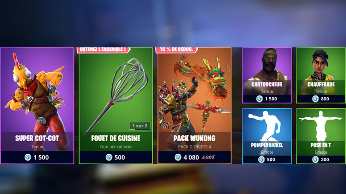 Boutique Fortnite 23 novembre