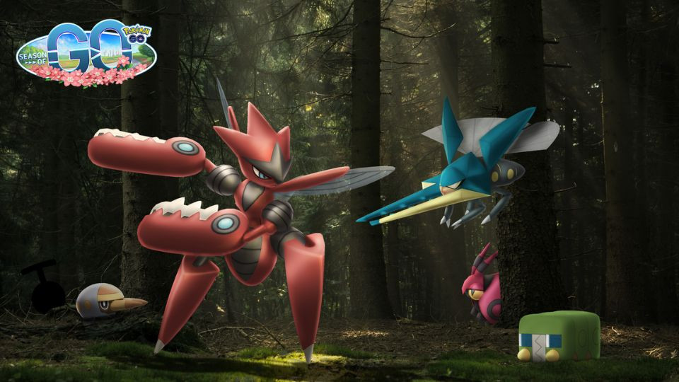 Insectomania 2022 sur Pokémon Go, avec Larvibule, Chrysapile, Lucanon et Méga-Cizayox