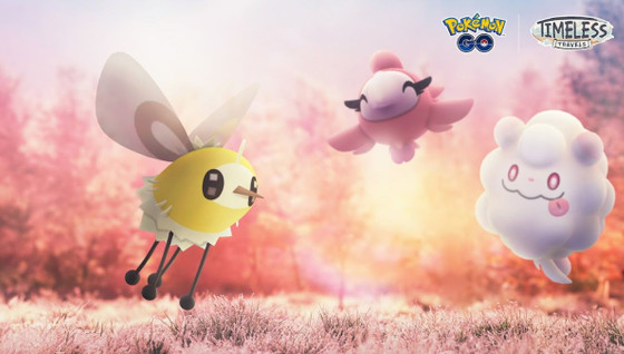 Rêve scintillant sur Pokémon Go, avec Bombydou shiny et Flabébé aux différentes couleurs de Fleurs