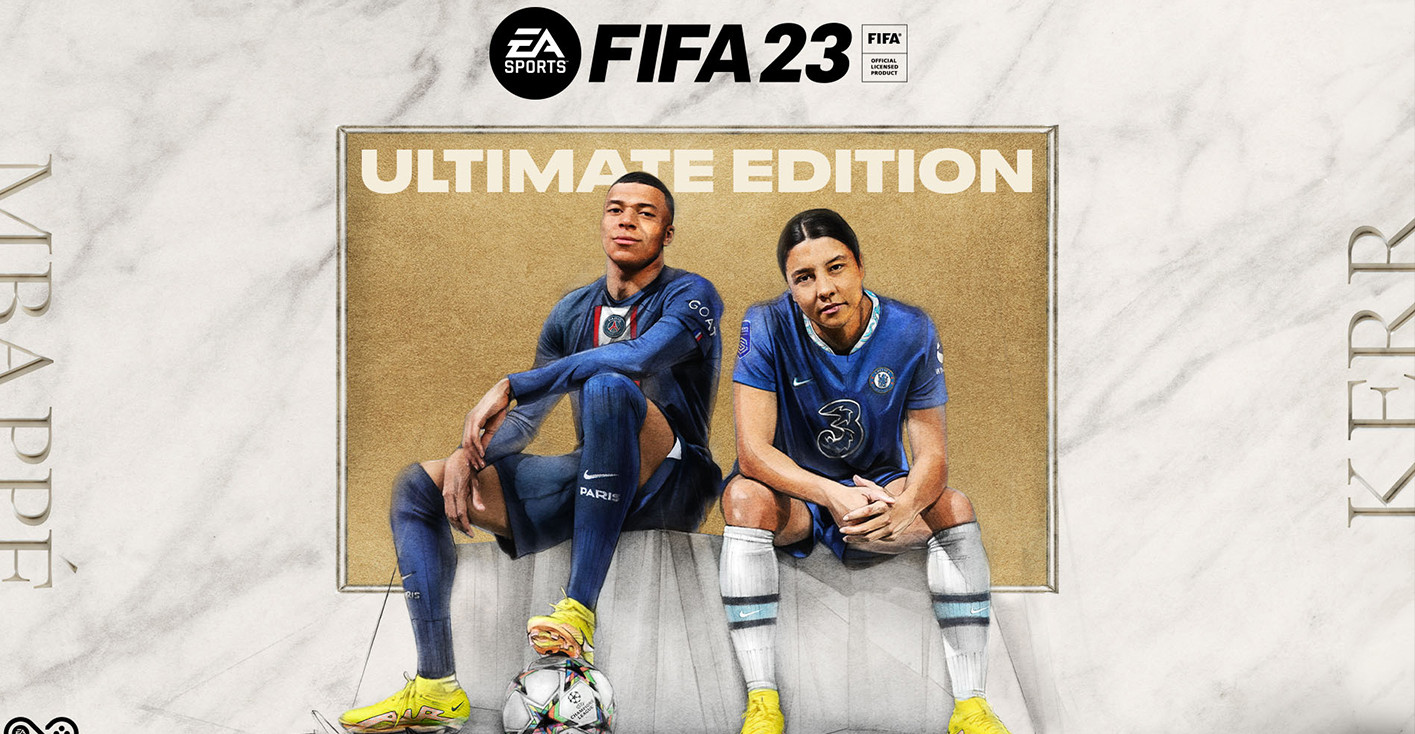 Jaquette FIFA 23, Mbappe et Kerr pour les éditions standard et ultimate