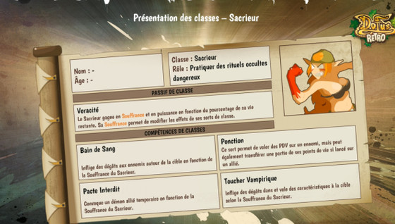 Sacrieur sur Dofus Retro Temporis 2 : Parchomancia : rôle, passif, sorts, toutes les infos