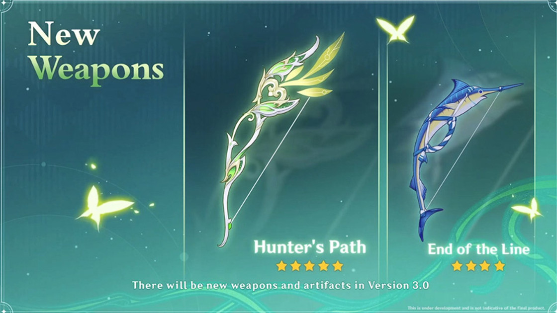 Nouvelles armes et nouveaux artefacts au patch 3.0 de Genshin Impact