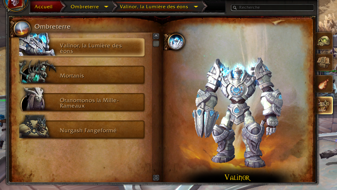 World Boss Shadowlands, Valinor dans WoW